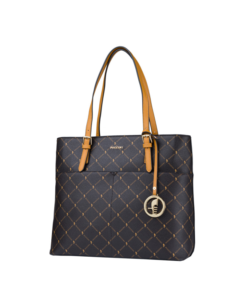 Torebka damska Puccini MONOGRAM BLXP0008 2 brąz